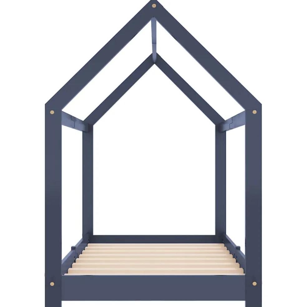 vidaXL Kinderbedframe massief grenenhout grijs 70x140 cm
