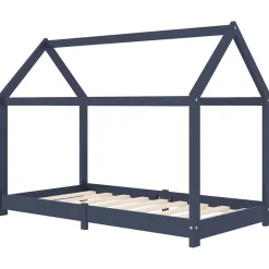 vidaXL Kinderbedframe massief grenenhout grijs 70x140 cm