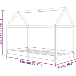 vidaXL Kinderbedframe massief grenenhout grijs 70x140 cm