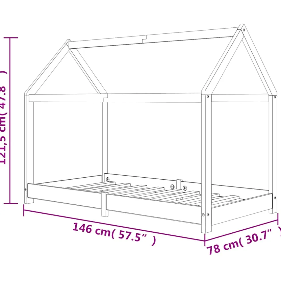 vidaXL Kinderbedframe massief grenenhout grijs 70x140 cm