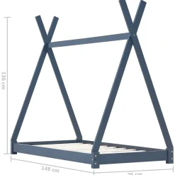 vidaXL Kinderbedframe massief grenenhout grijs 70x140 cm