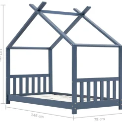 vidaXL Kinderbedframe massief grenenhout grijs 70x140 cm