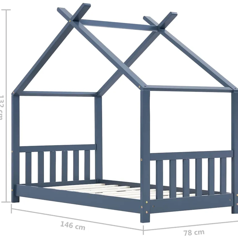 vidaXL Kinderbedframe massief grenenhout grijs 70x140 cm