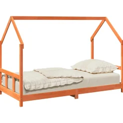 vidaXL Kinderbedframe massief grenenhout wasbruin 90x190 cm