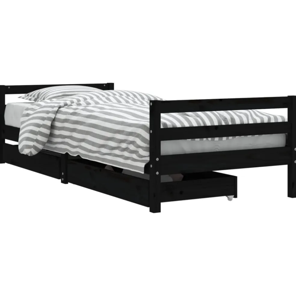 vidaXL Kinderbedframe met lades 80x200 cm massief grenenhout zwart