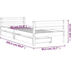 vidaXL Kinderbedframe met lades 80x200 cm massief grenenhout zwart