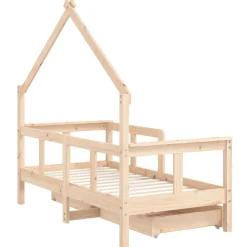 vidaXL Kinderbedframe met lades 70x140 cm massief grenenhout