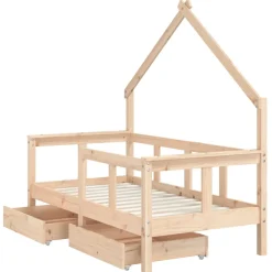 vidaXL Kinderbedframe met lades 80x200 cm massief grenenhout