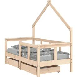 vidaXL Kinderbedframe met lades 80x200 cm massief grenenhout