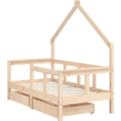 vidaXL Kinderbedframe met lades 80x200 cm massief grenenhout