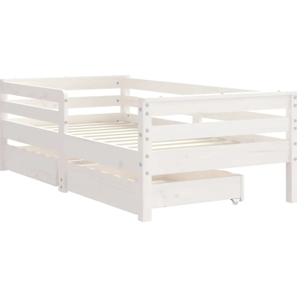 vidaXL Kinderbedframe met lades 80x200 cm massief grenenhout wit