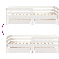 vidaXL Kinderbedframe met lades 80x200 cm massief grenenhout wit