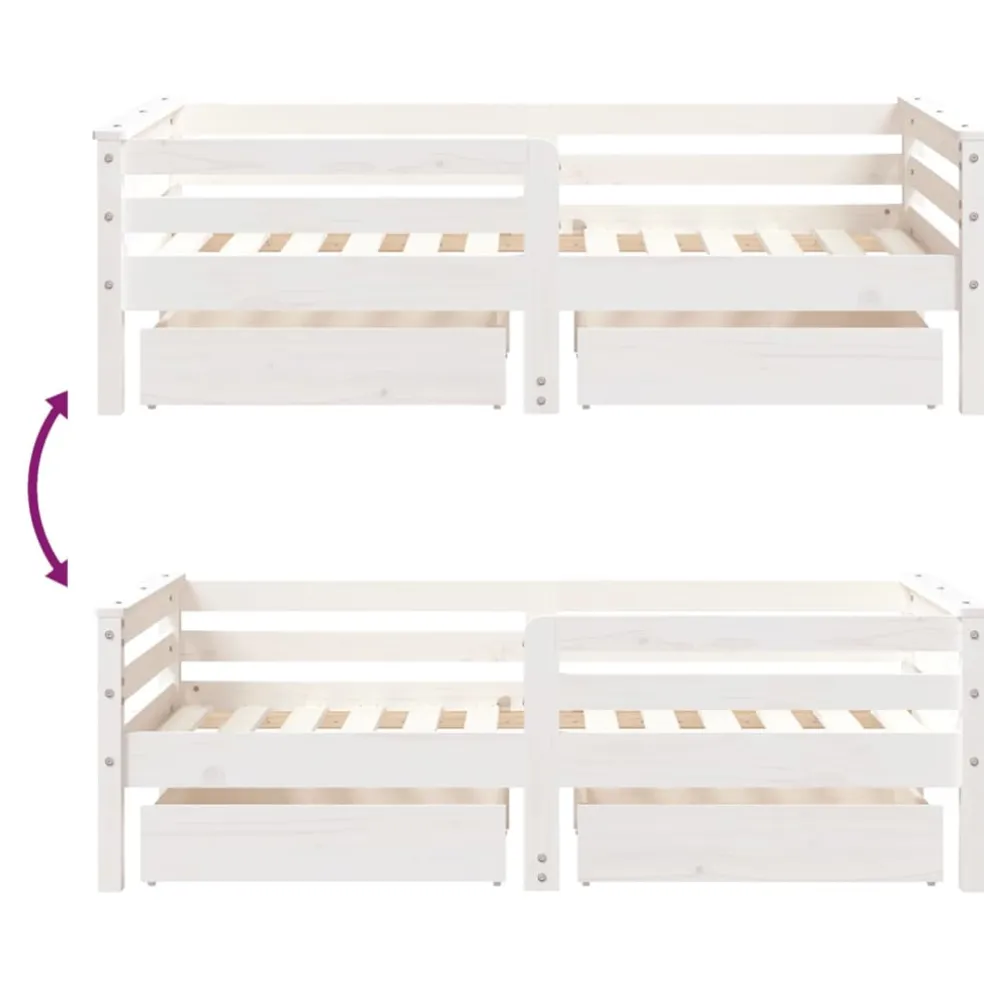 vidaXL Kinderbedframe met lades 80x200 cm massief grenenhout wit