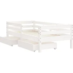vidaXL Kinderbedframe met lades 80x200 cm massief grenenhout wit