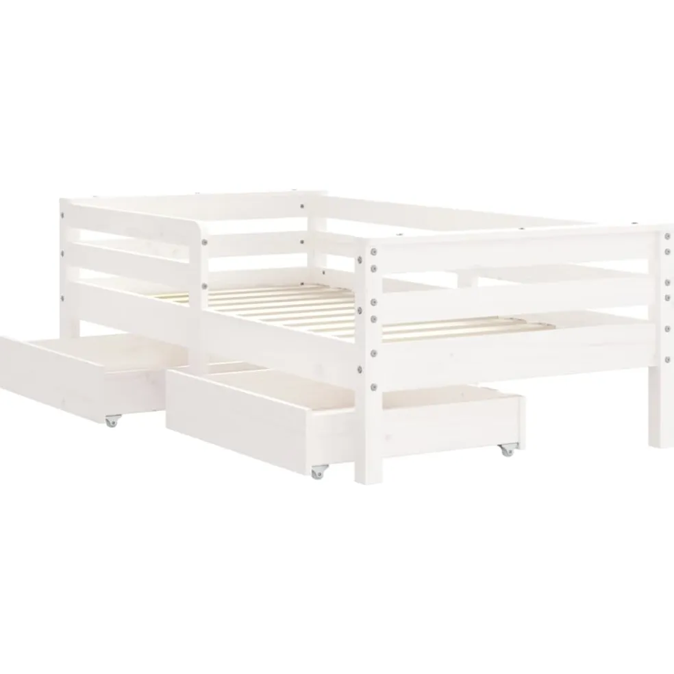 vidaXL Kinderbedframe met lades 80x200 cm massief grenenhout wit