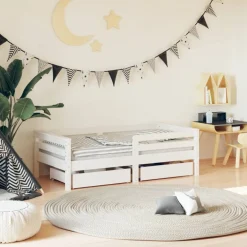 vidaXL Kinderbedframe met lades 80x200 cm massief grenenhout wit