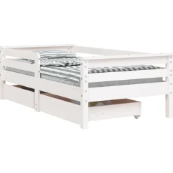 vidaXL Kinderbedframe met lades 80x200 cm massief grenenhout wit