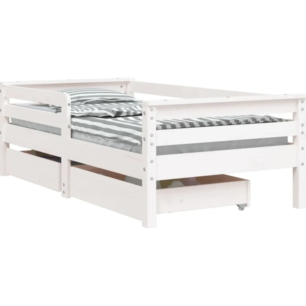 vidaXL Kinderbedframe met lades 80x200 cm massief grenenhout wit