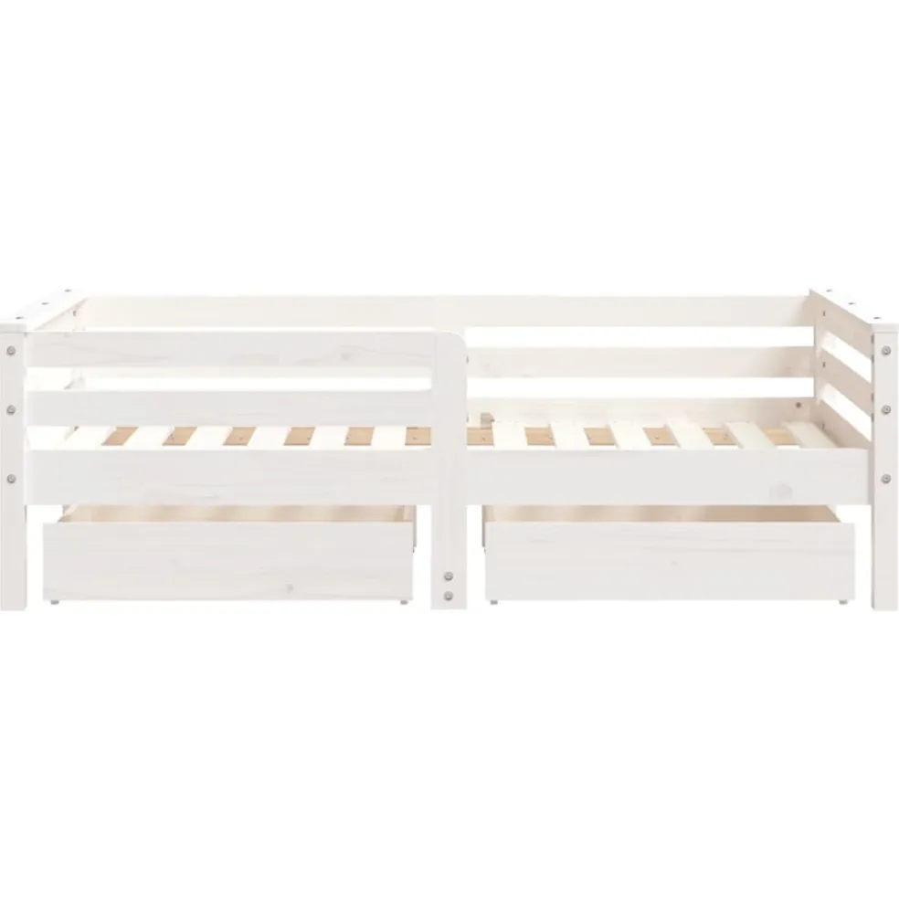 vidaXL Kinderbedframe met lades 80x200 cm massief grenenhout wit