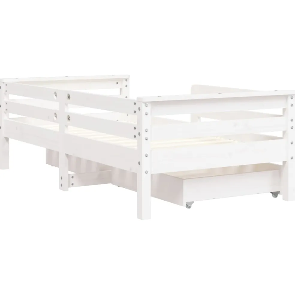 vidaXL Kinderbedframe met lades 80x200 cm massief grenenhout wit
