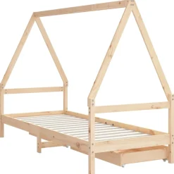 vidaXL Kinderbedframe met lades 80x200 cm massief grenenhout