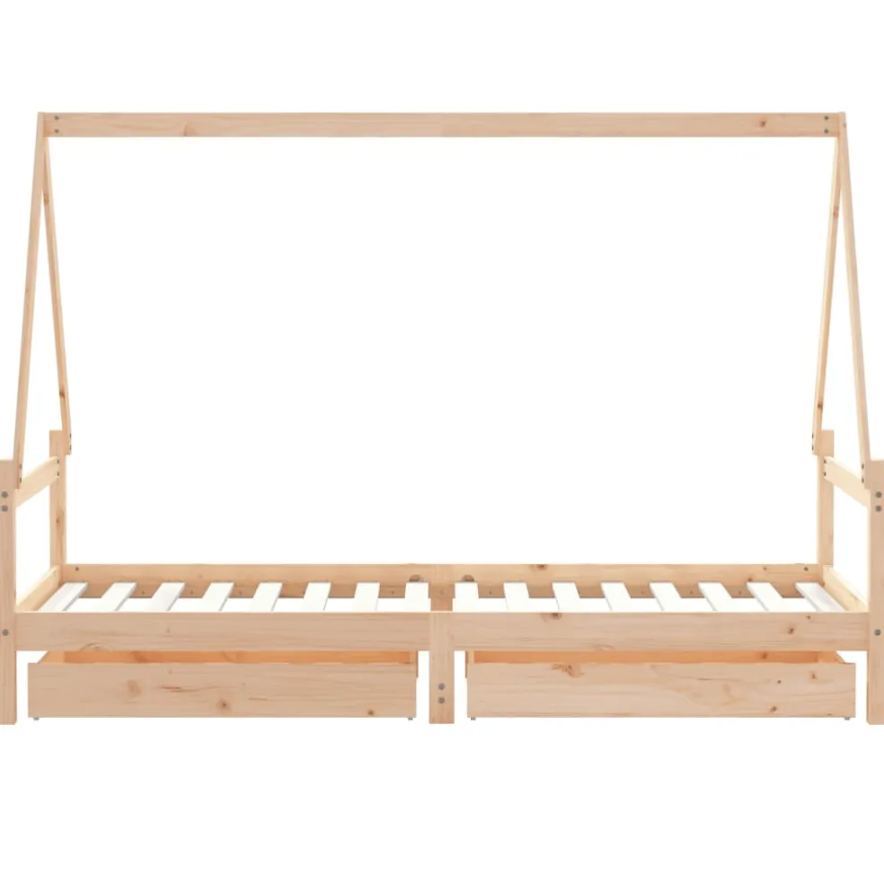 vidaXL Kinderbedframe met lades 80x200 cm massief grenenhout