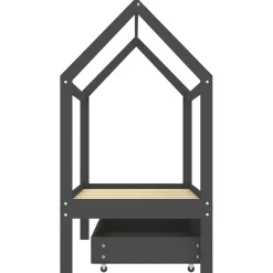 vidaXL Kinderbedframe met lade grenenhout donkergrijs 70x140 cm