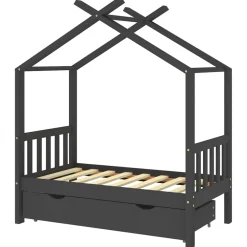 vidaXL Kinderbedframe met lade grenenhout donkergrijs 70x140 cm