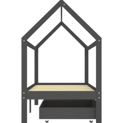 vidaXL Kinderbedframe met lades grenenhout donkergrijs 90x200 cm