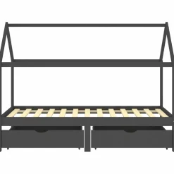 vidaXL Kinderbedframe met lades grenenhout donkergrijs 90x200 cm