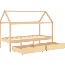 vidaXL Kinderbedframe met lades massief grenenhout 90x200 cm