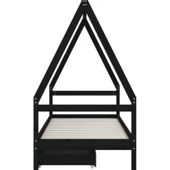 vidaXL Kinderbedframe 80x200 cm massief grenenhout zwart