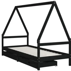 vidaXL Kinderbedframe 80x200 cm massief grenenhout zwart