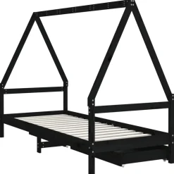 vidaXL Kinderbedframe 80x200 cm massief grenenhout zwart