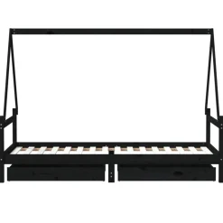 vidaXL Kinderbedframe 80x200 cm massief grenenhout zwart