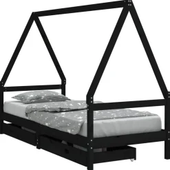 vidaXL Kinderbedframe 80x200 cm massief grenenhout zwart