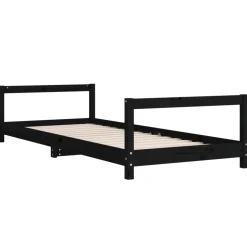 vidaXL Kinderbedframe 90x200 cm massief grenenhout zwart