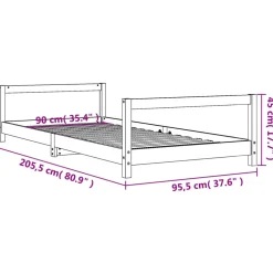 vidaXL Kinderbedframe 90x200 cm massief grenenhout zwart