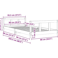 vidaXL Kinderbedframe 90x200 cm massief grenenhout wit