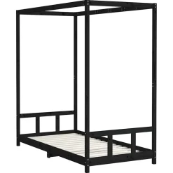 vidaXL Kinderbedframe 90x190 cm massief grenenhout zwart