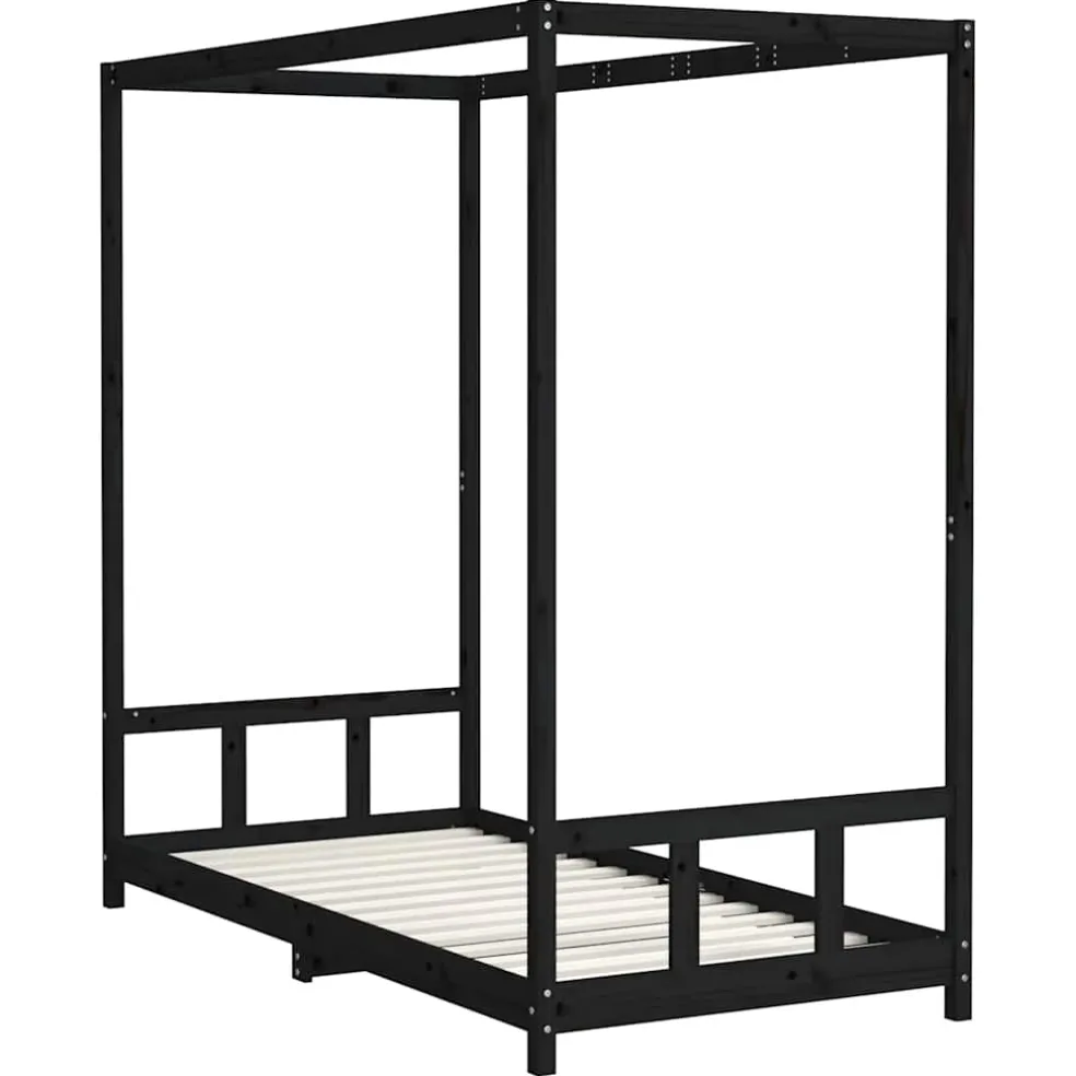 vidaXL Kinderbedframe 90x190 cm massief grenenhout zwart