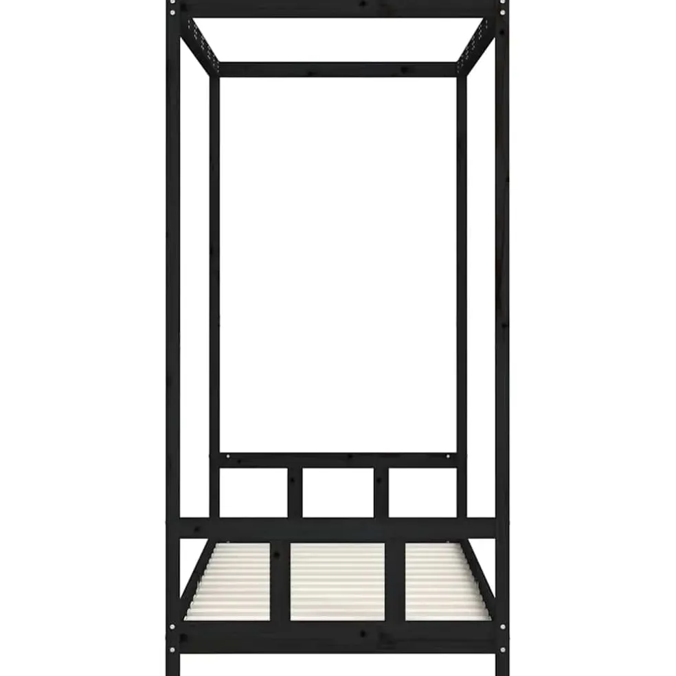 vidaXL Kinderbedframe 90x190 cm massief grenenhout zwart