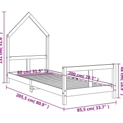 vidaXL Kinderbedframe 80x160 cm massief grenenhout zwart