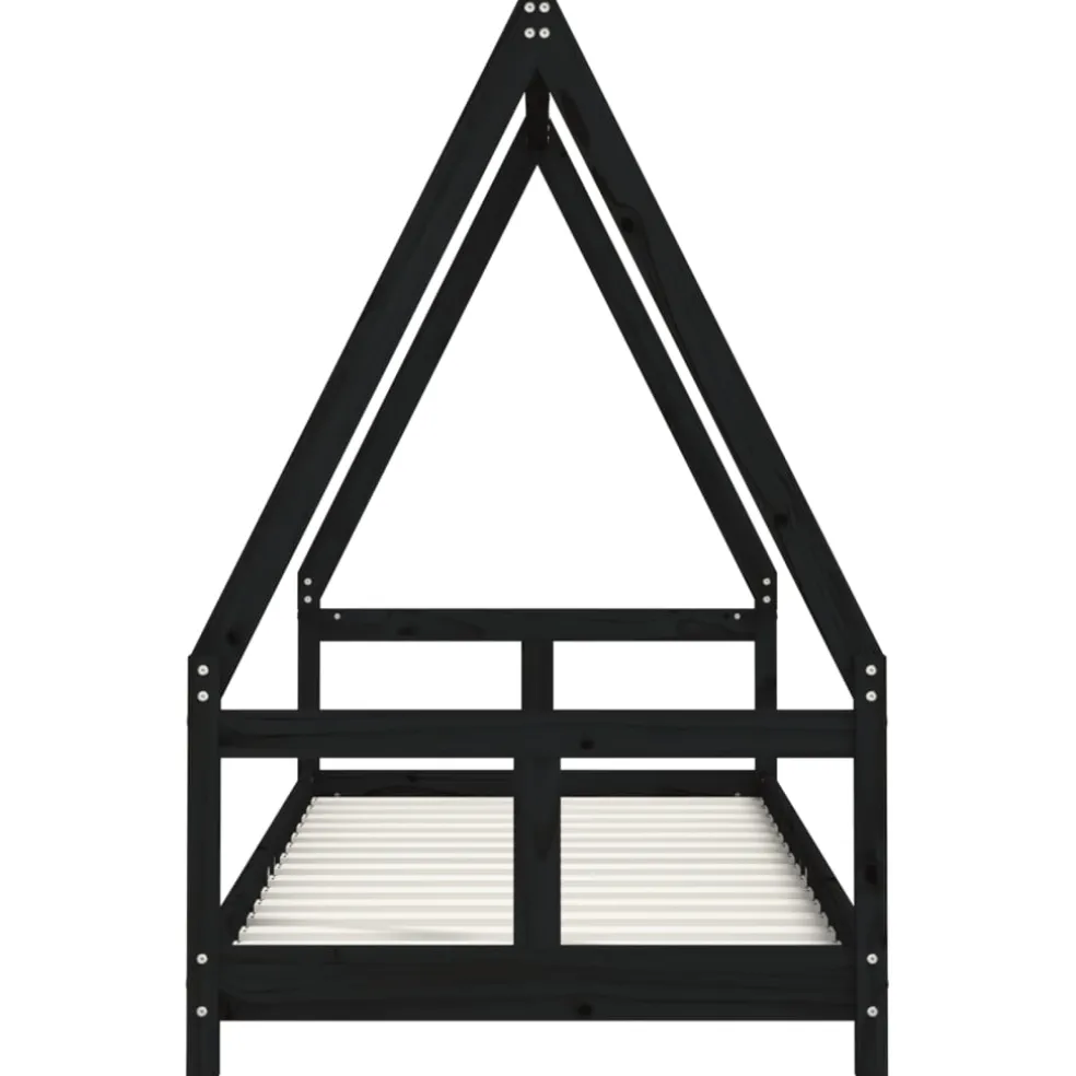 vidaXL Kinderbedframe 80x200 cm massief grenenhout zwart