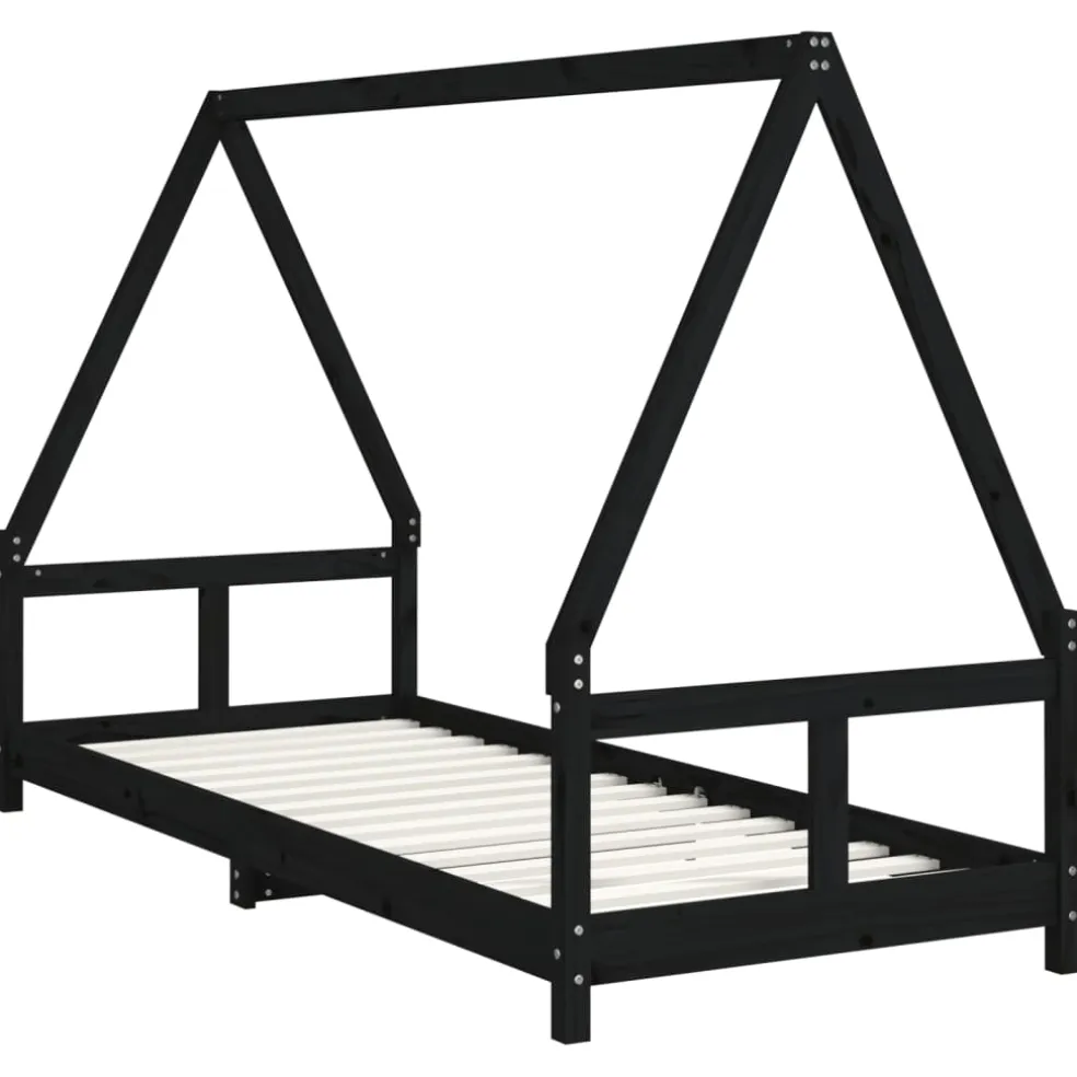 vidaXL Kinderbedframe 80x200 cm massief grenenhout zwart