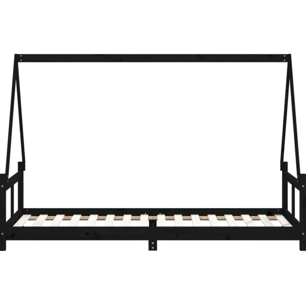 vidaXL Kinderbedframe 80x200 cm massief grenenhout zwart