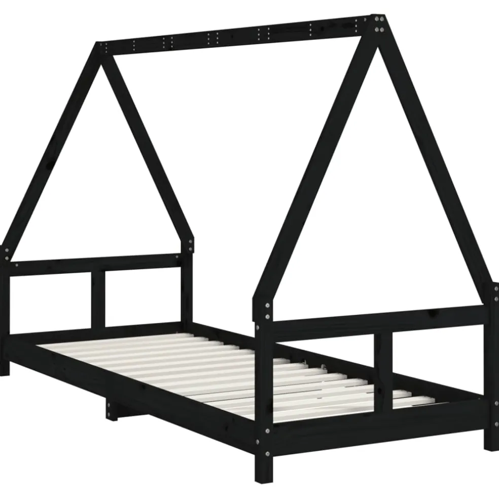 vidaXL Kinderbedframe 80x200 cm massief grenenhout zwart