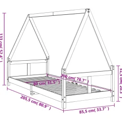 vidaXL Kinderbedframe 80x200 cm massief grenenhout zwart