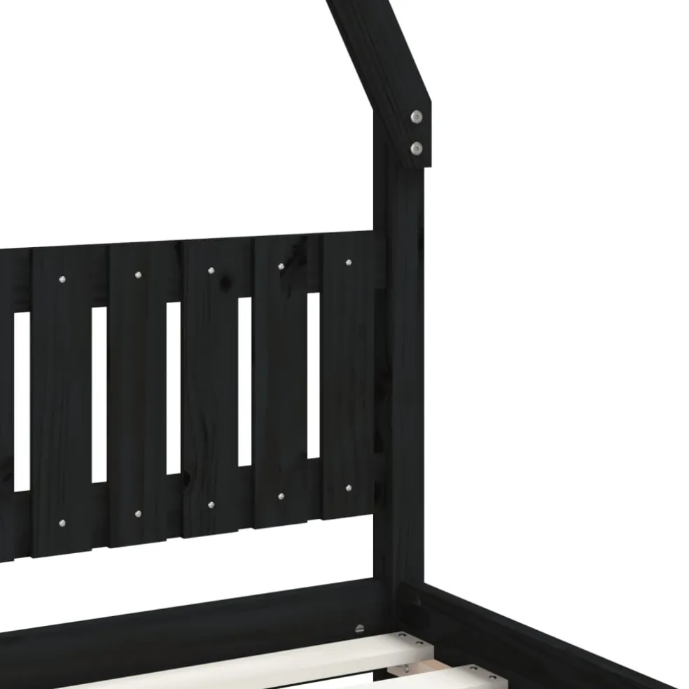 vidaXL Kinderbedframe 80x200 cm massief grenenhout zwart