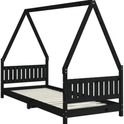 vidaXL Kinderbedframe 80x200 cm massief grenenhout zwart